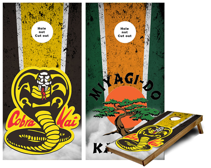 Cobra Kai and Miyagi Do Karate Cornhole Wraps