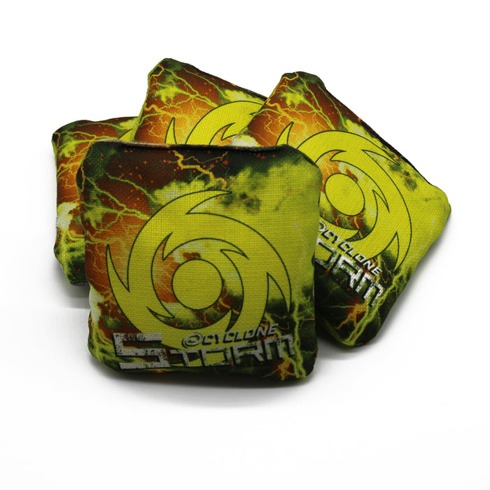 Cyclone STORM Yellow swirl Pro series cornhole bags (set of 4)