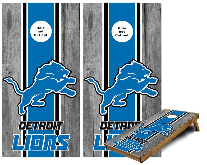 Detroit Lions Striped grey background Cornhole Wraps