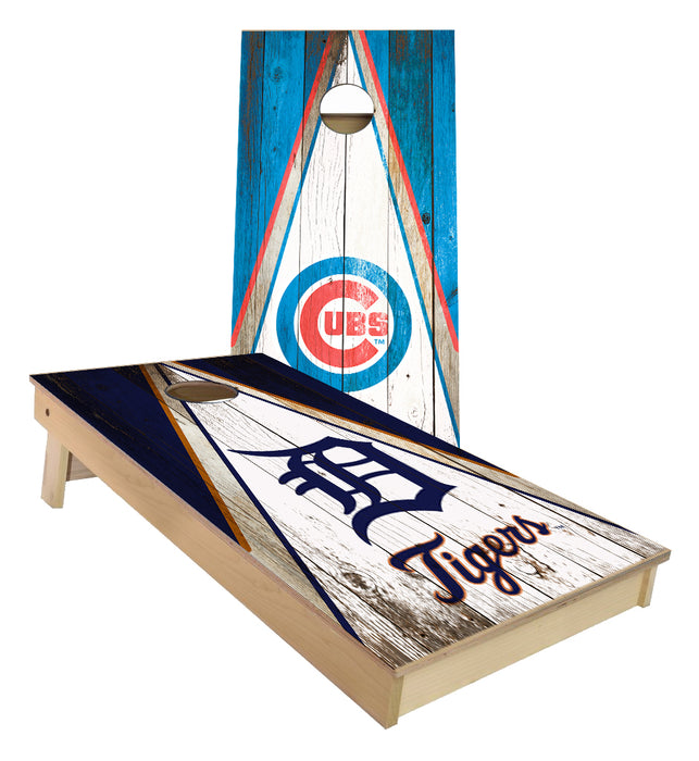 Tigers and Cubs Triangle Cornhole Boards