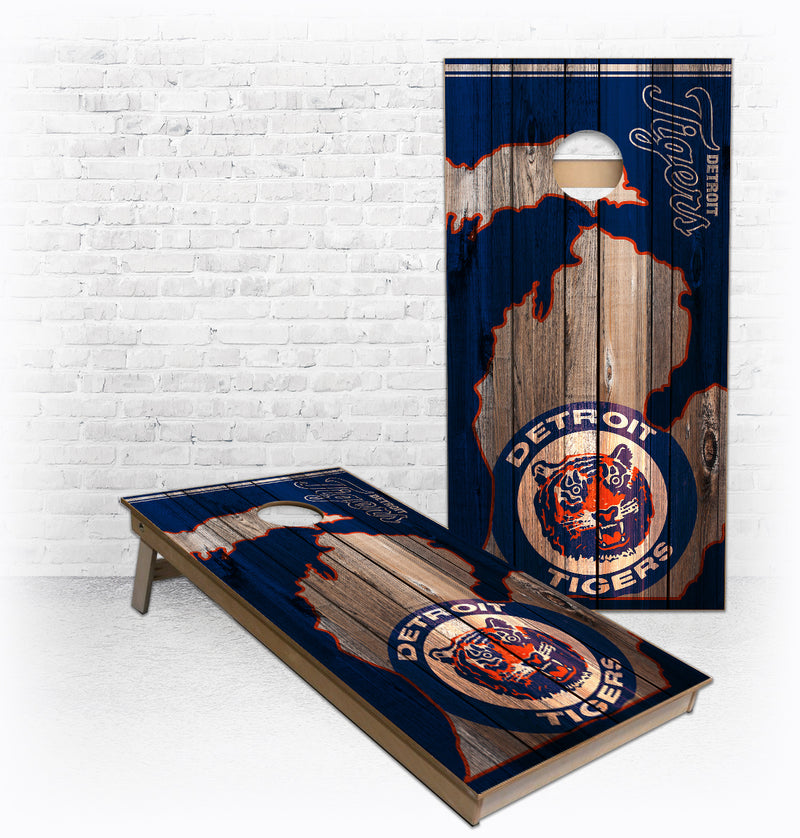 Detroit Tigers in state of Michigan rustic  Cornhole Boards