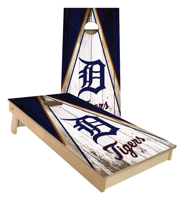 Detroit Tigers Rustic Wood Triangle Cornhole Boards