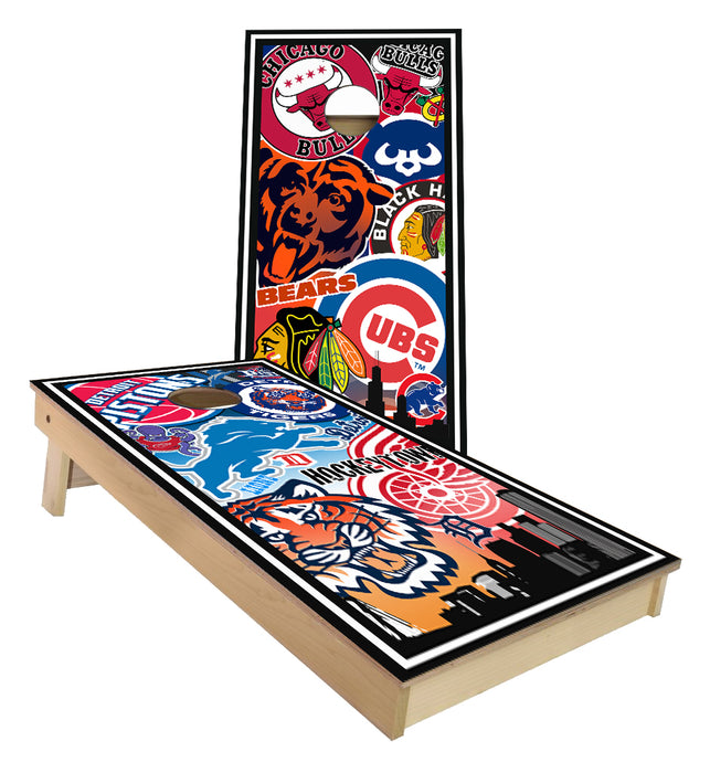 Detroit and Chicago sports teams custom Cornhole Boards