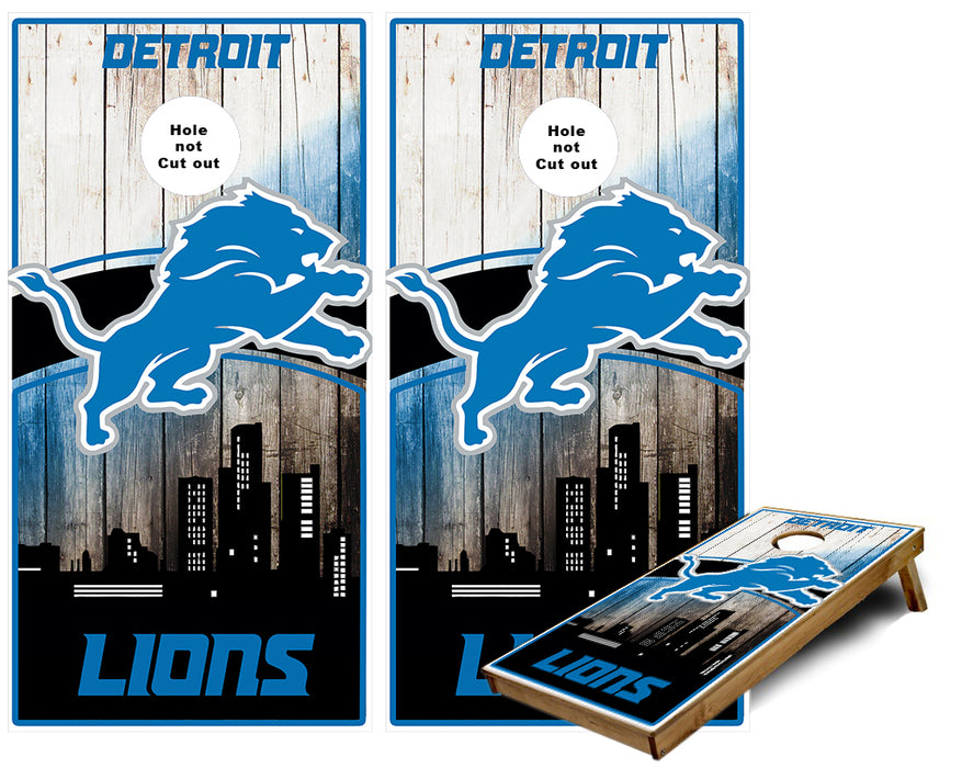 Detroit Lions Skyline Cornhole Wraps