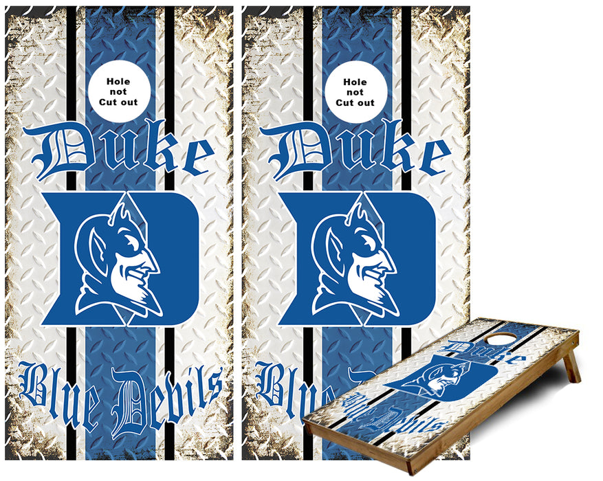 Duke Blue Devils Metal grunge background Cornhole Wraps