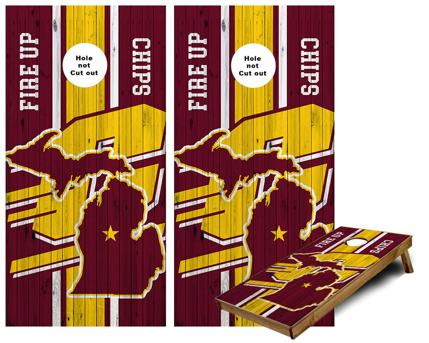 Fire Up Chips Central Michigan College Cornhole Wraps