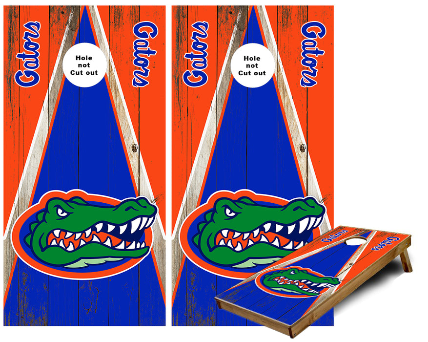 Florida Gators Triangle theme Cornhole Wraps
