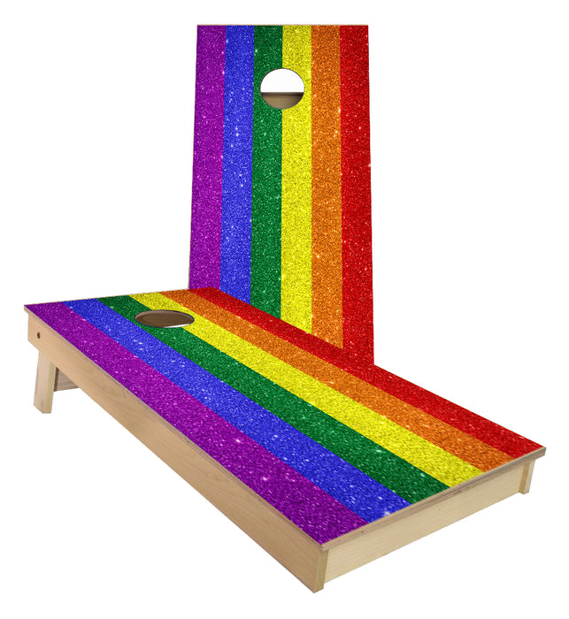 Gay Pride LGBTQ Sparkling Colors flag Cornhole Boards