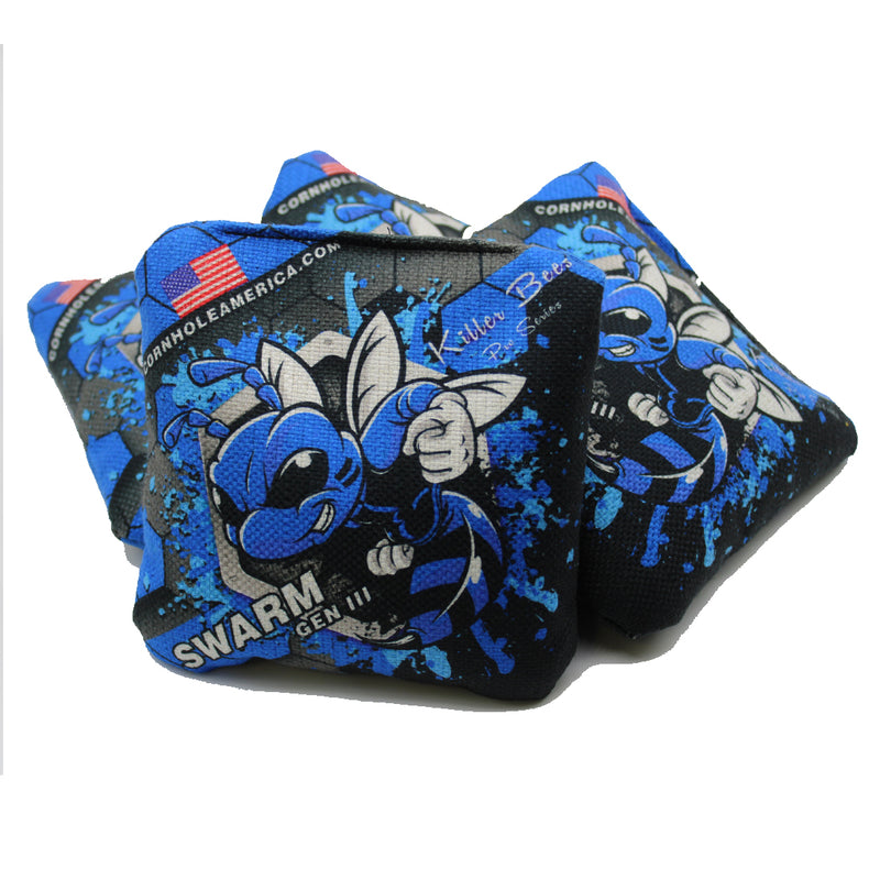 Killer Bees Swarm BLUE Gen III Series Pro Style cornhole Bags