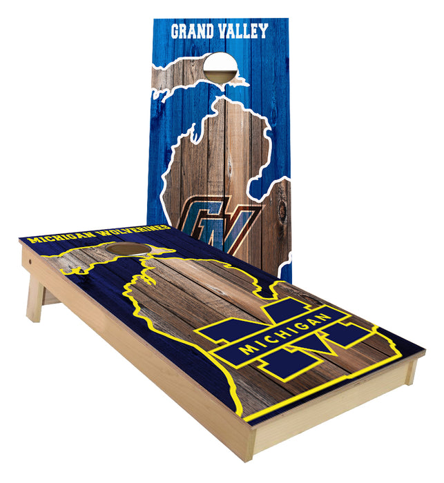 Grand Valley and Michigan Wolverines Cornhole Board set
