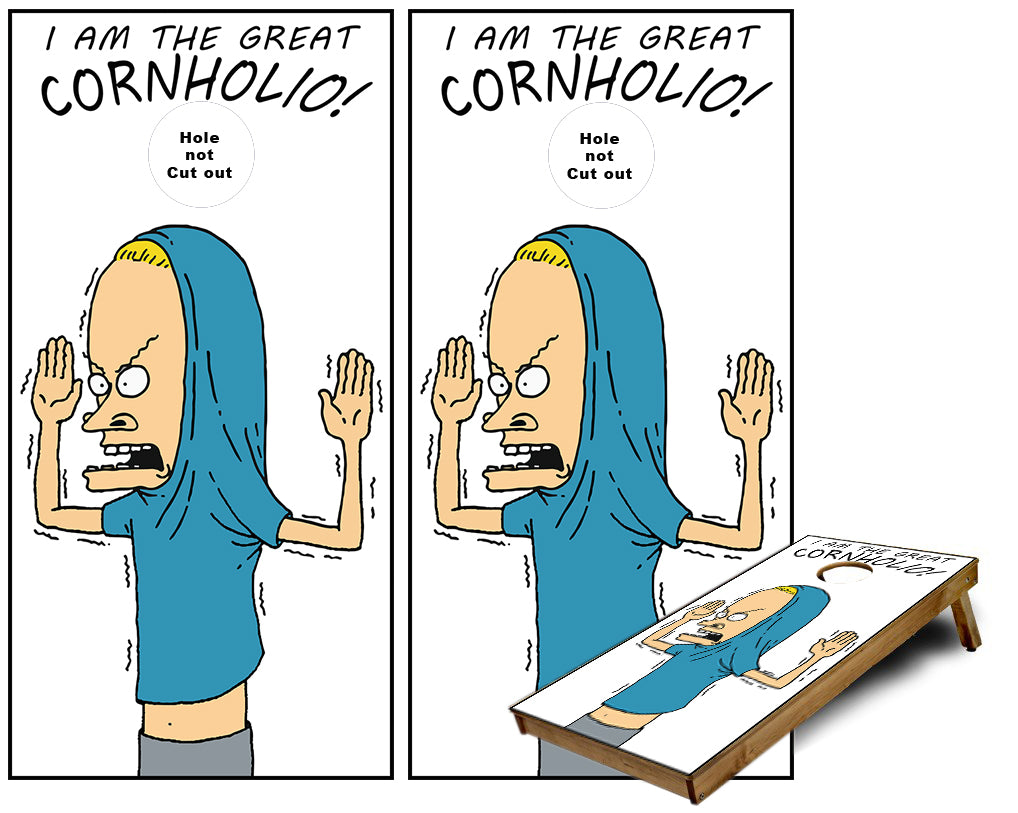 Beavis the Great Cornholio Cornhole Wraps — Cornhole America