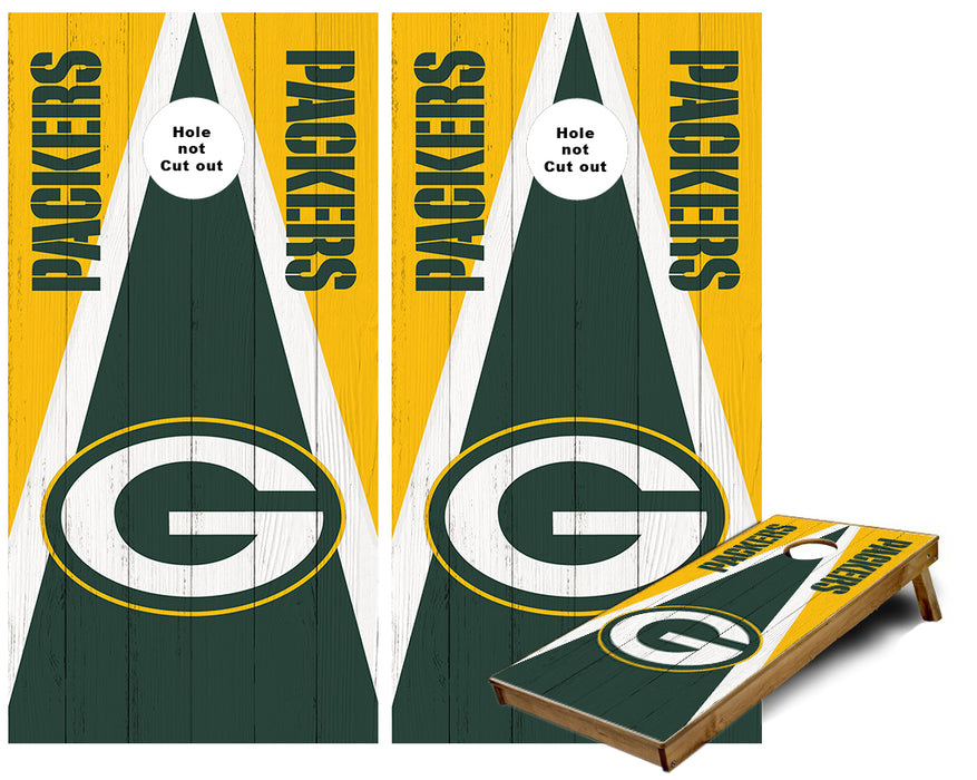 Green Bay Packers triangle themed Cornhole Wraps