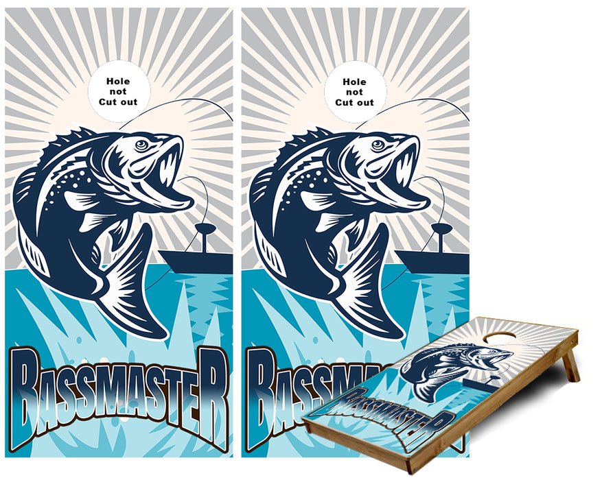 Bass Fishing BassMaster illustration Cornhole Wraps