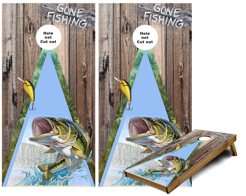 Gone Large Mouth Bass Fishing Cornhole Wraps