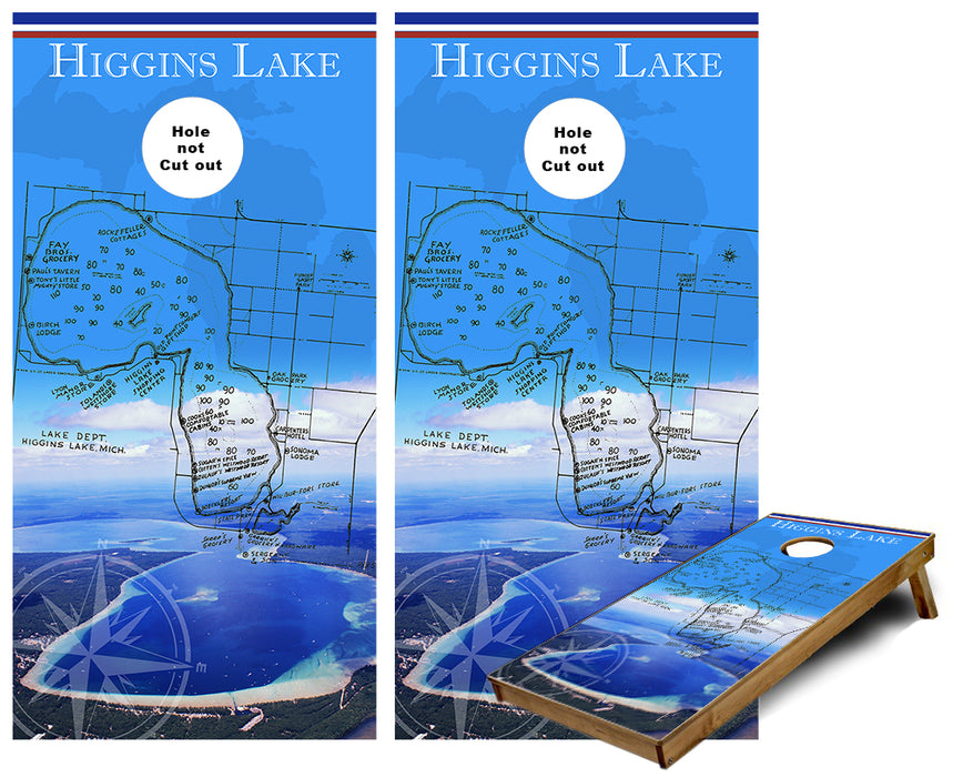 Higgins Lake Up North Michigan Cornhole Wraps