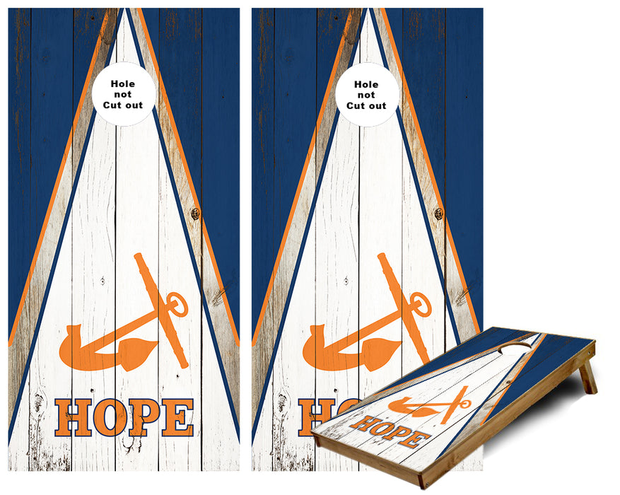 Hope College rustic wood triangle themed Cornhole Wraps