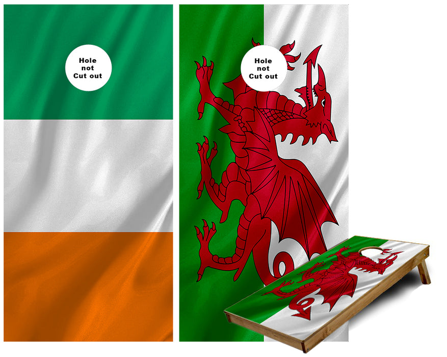 Irish and Welsh Flag Cornhole Wraps