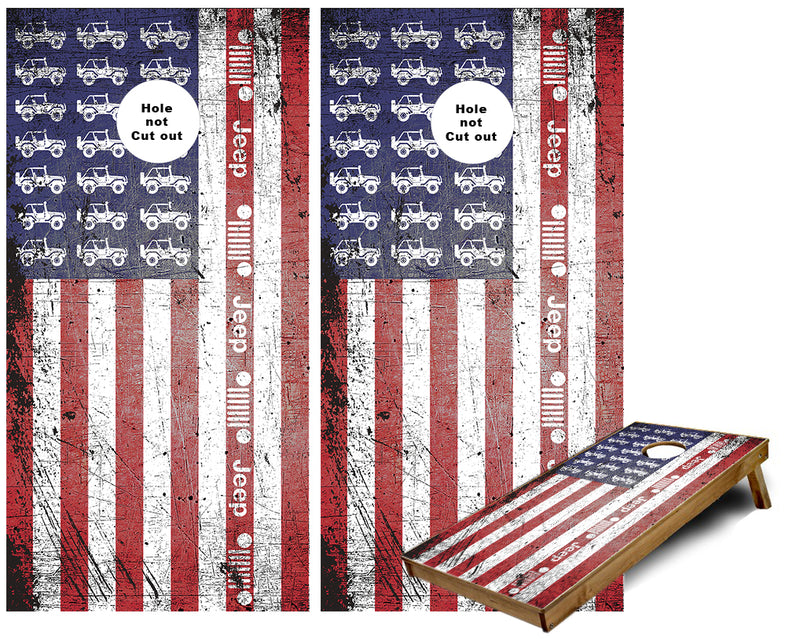 Jeep Grunge Flag cornhole wrap