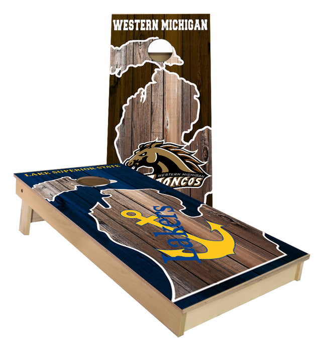 Lake Superior State and Western Michigan custom Cornhole Boards