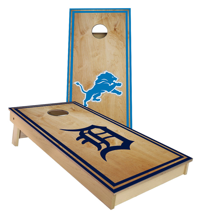 Detroit Lions and Tigers Sports Striped theme Cornhole Boards