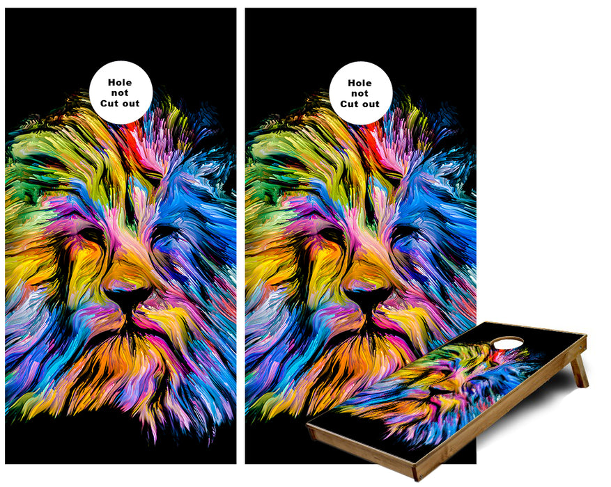 Lion Head Painting Design Cornhole Wraps