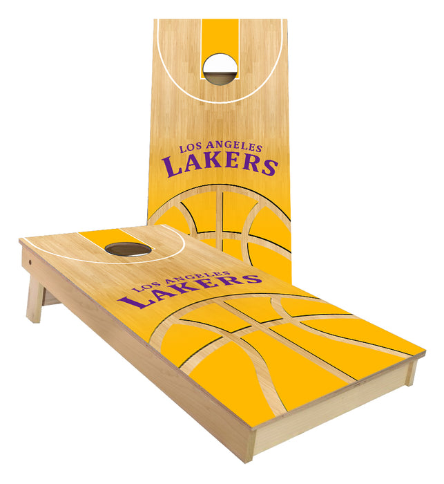 Los Angeles Lakers Basketball Court Cornhole Boards