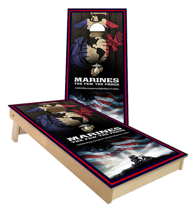 The Few the Proud the Marines cornhole boards