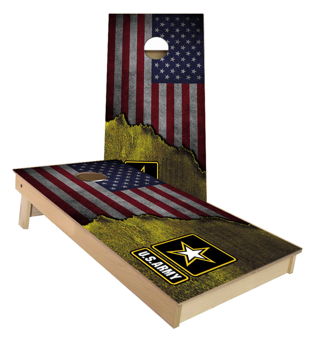 Army American Flag torn Metal cornhole boards