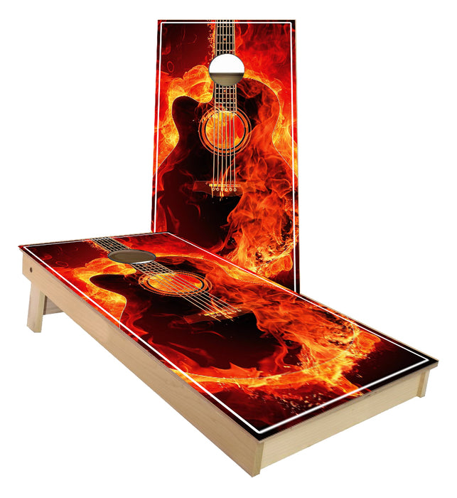 Flaming Guitar Cornhole Boards