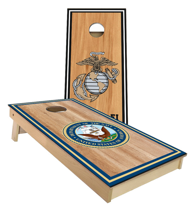 Navy and Marine Outer sports stripe Cornhole Boards