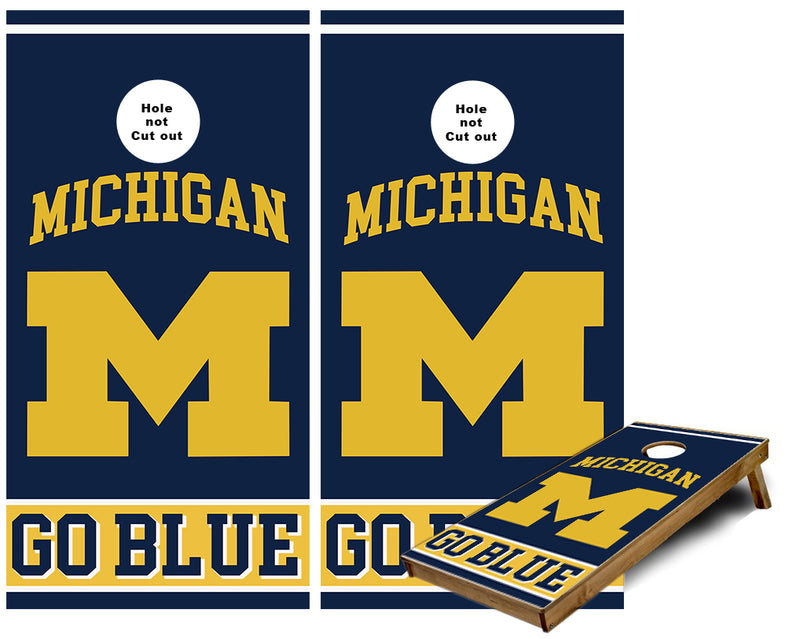 Michigan Go Blue Cornhole Wraps