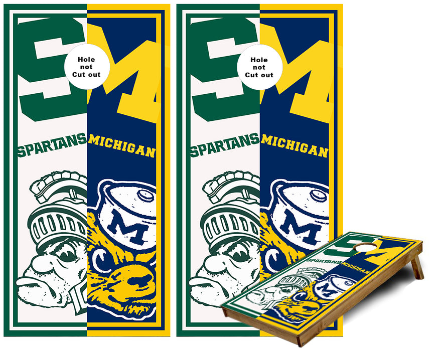 Michigan and MIchigan State House Divided cornhole wraps