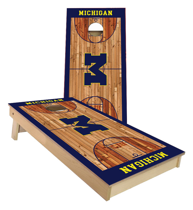 Michigan Wolverines Basketball Court Cornhole Boards