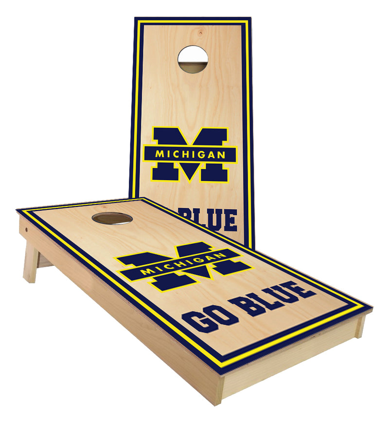 Michigan Go Blue cornhole boards