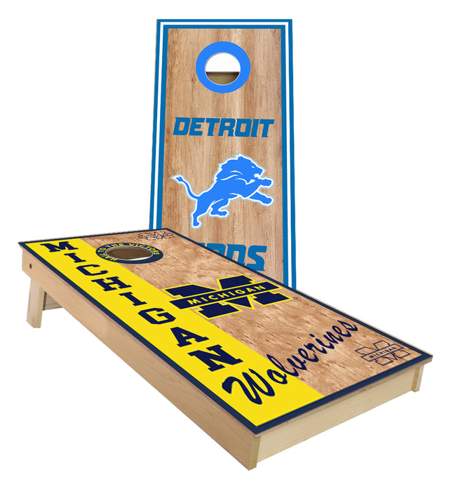 Lions and Michigan custom Cornhole Boards