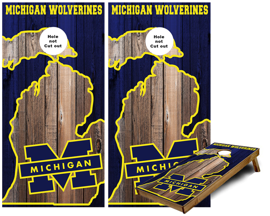 Michigan in State of Michigan outline custom Cornhole Wraps