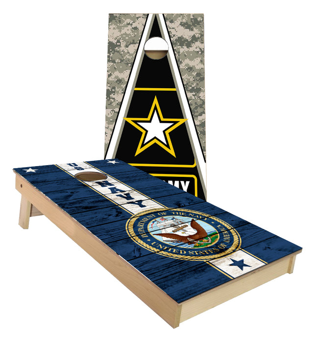 Army and Navy cornhole board set