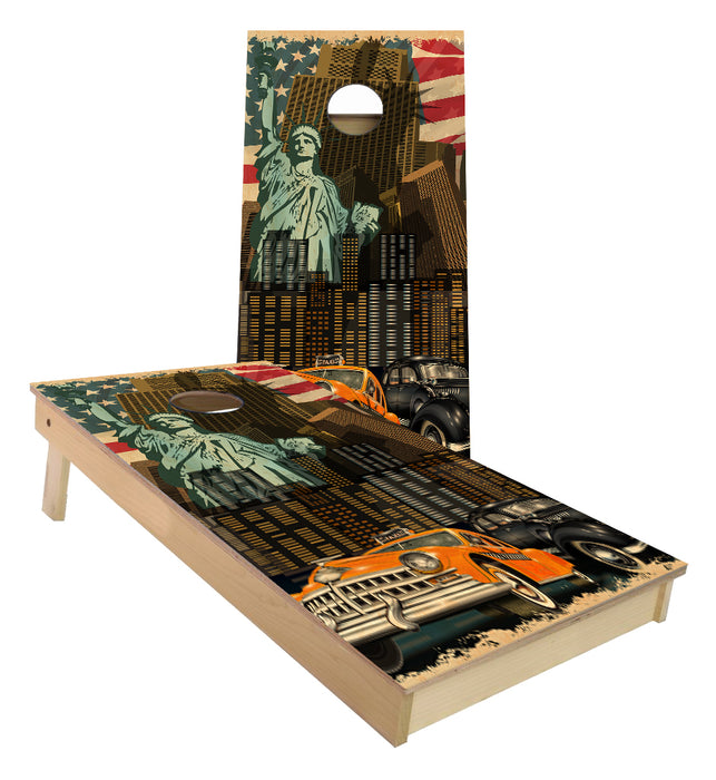 New York City Statue of Liberty Cab America theme cornhole boards