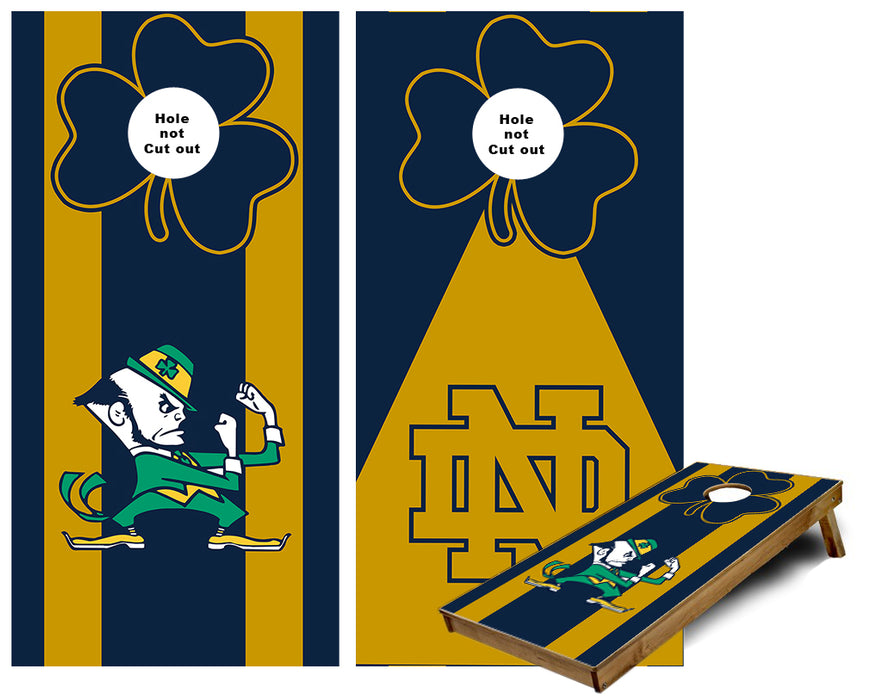 Notre Dame Fighting Irish striped and triangle Cornhole Wraps