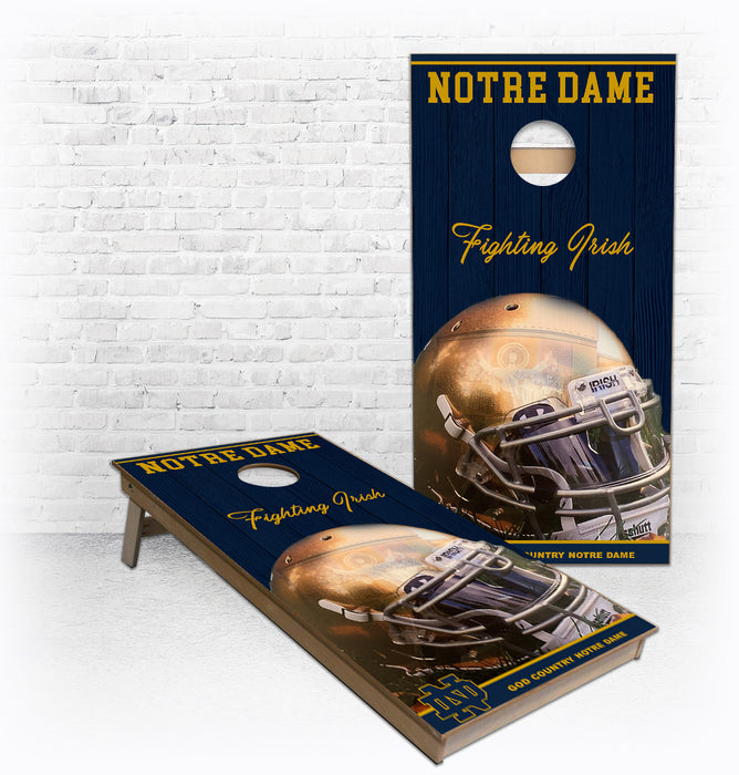 Notre Dame helmet cornhole boards