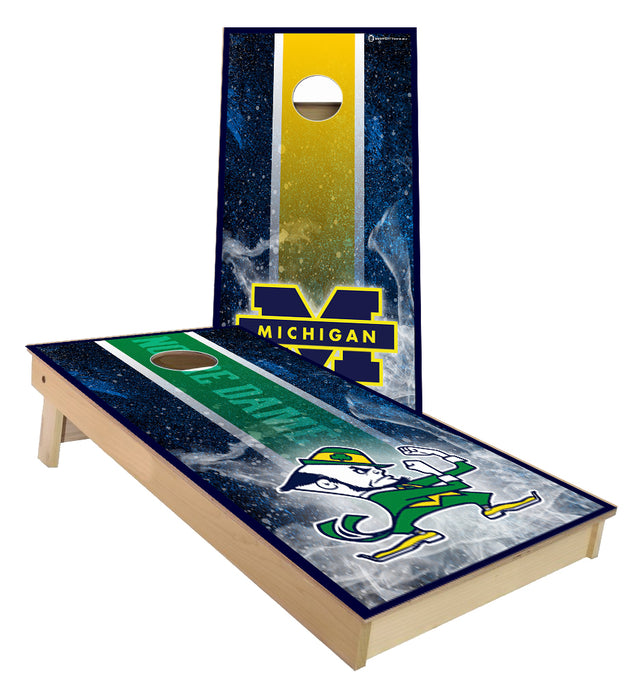 Michigan and Notre Dame House Divided Set of Cornhole Boards
