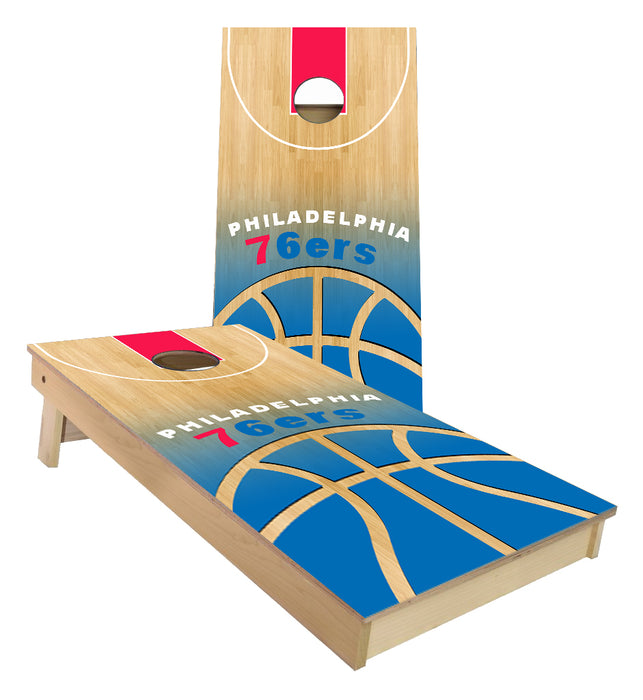 Philadelphia 76ers Basketball Court Cornhole Boards