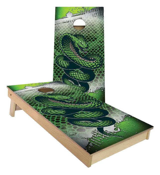 Poisonous Cobra Snake Green Cornhole Boards