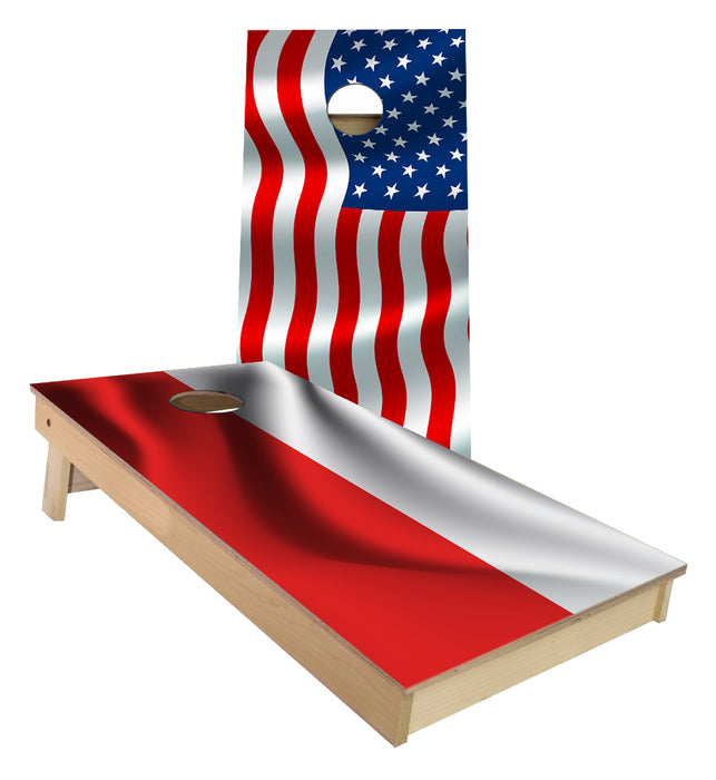American Flag and Polish Flag Cornhole Boards