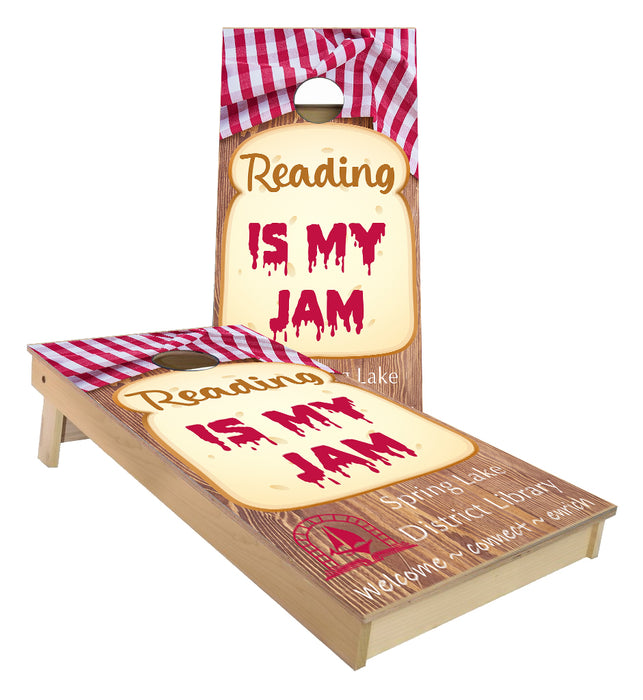 Reading is my Jam Library custom Cornhole Boards