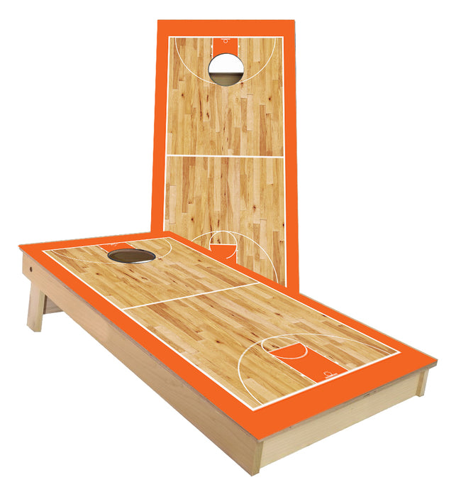 Orange Basketball Court Cornhole Boards