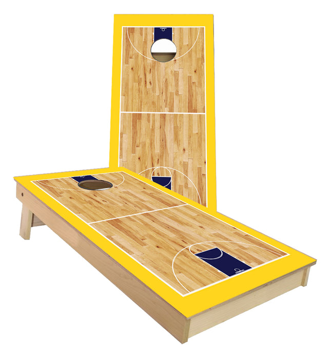 Yellow Basketball Court Cornhole Boards
