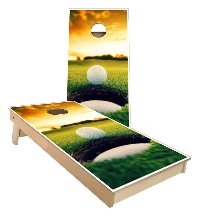 Golf ball on the Edge of the Hole Cornhole Boards