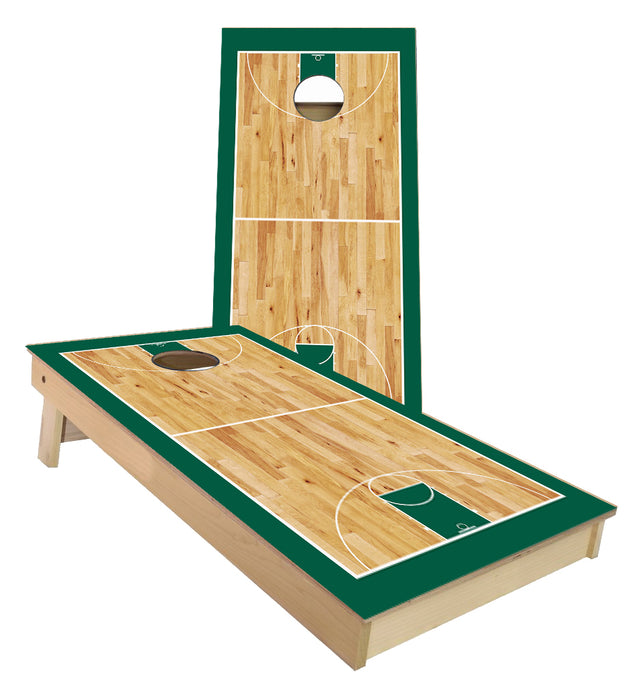 Green Basketball Court Cornhole Boards