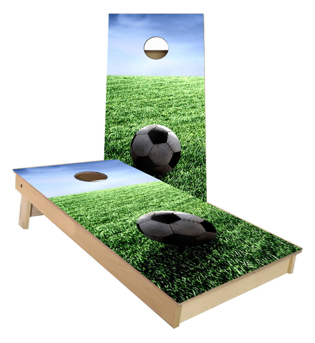 Soccer Ball on Grass Cornhole Boards